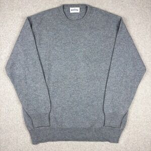 Brora Pure Cashmere Crewneck Sweater Mens 46 Grey Blue Jumper Made in Scotland